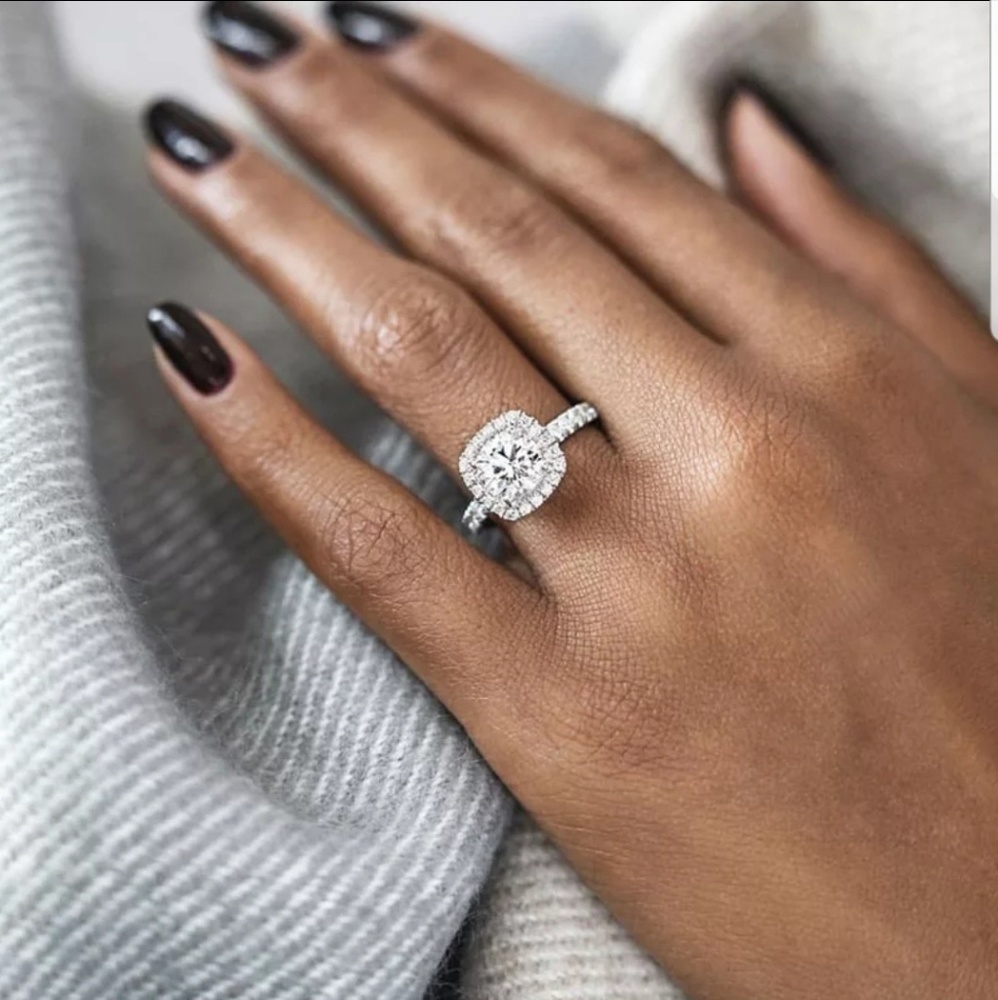 2 Carat Cushion Cut Engagement Ring - Picture 1 of 8